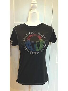 New Unisex Black Official Spartan Race Trifecta Tribe T-Shirt Size Medium